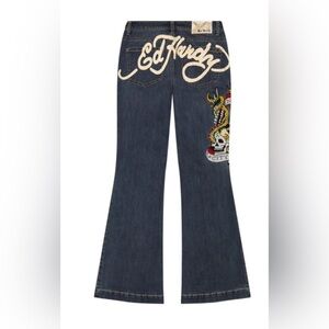 Ed Hardy NYC EAGLE SLIM FLARE medium vintage wash‎ JEANs size 28 new
